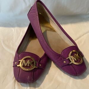 Michael Kors Magenta Flats with Gold Logo